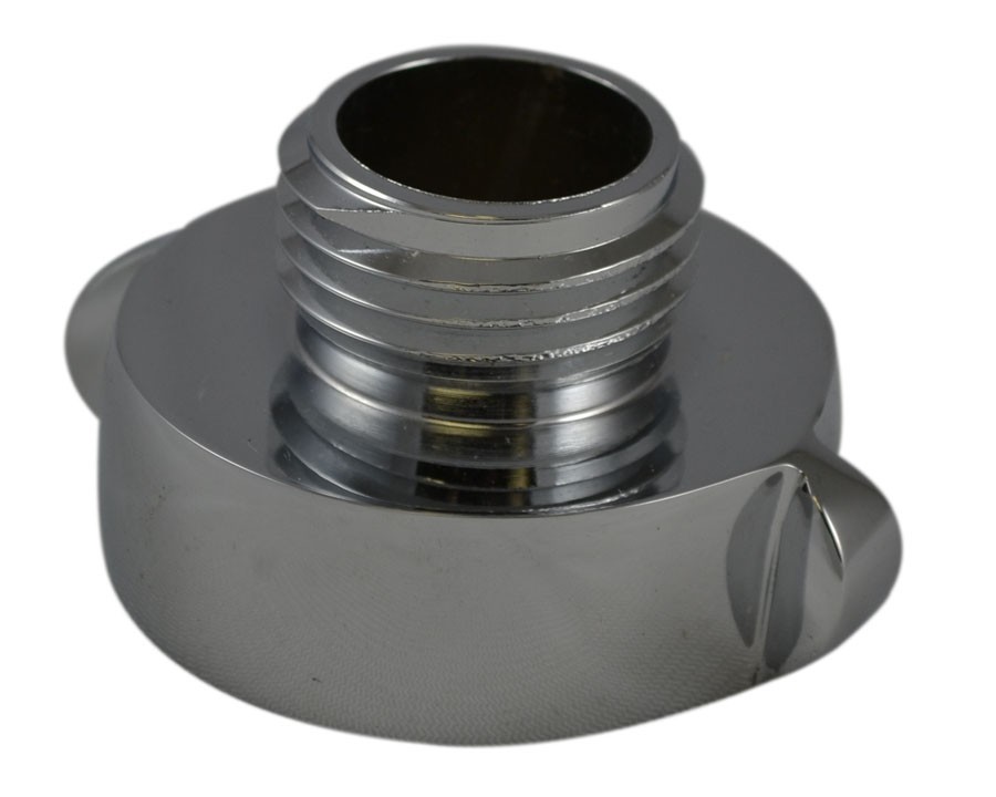 A37, 1.5 National Standard (NST) Female X GHT Male Adapter Brass Chrome Plated, Rockerlug Tested to 500 psi