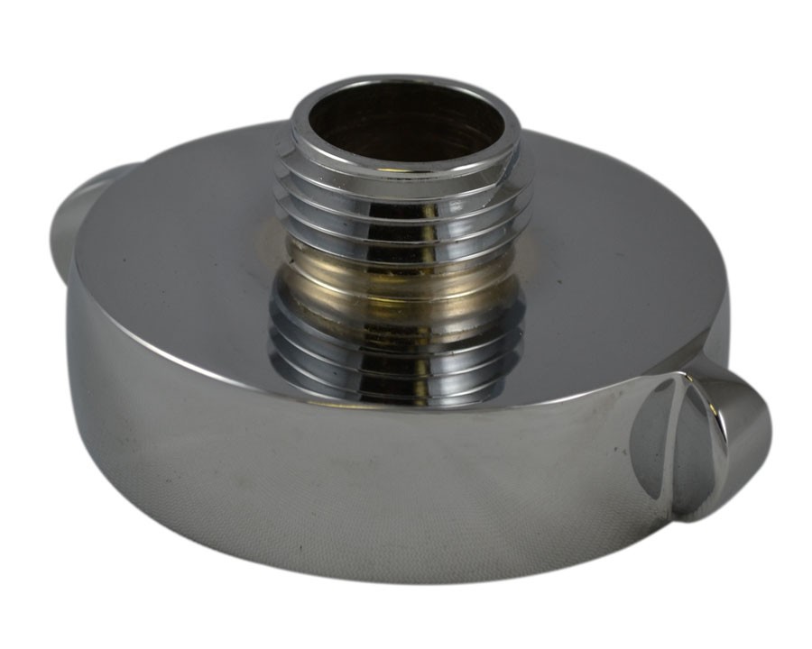 A37, 2.5 National Standard (NST) Female X GHT Male Adapter Brass Chrome Plated, Rockerlug Tested to 500 psi