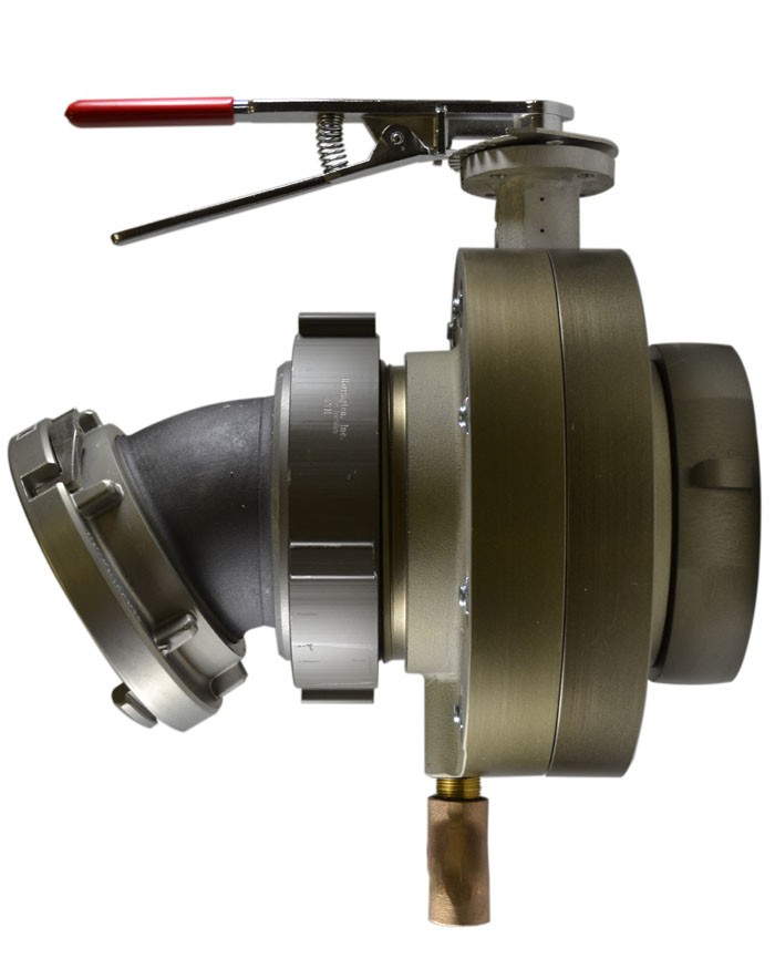 BV78, 6 National Pipe Thread (NPT) Female X 6 Storz  Butterfly Valve,with Chrome Plated Lever Handle