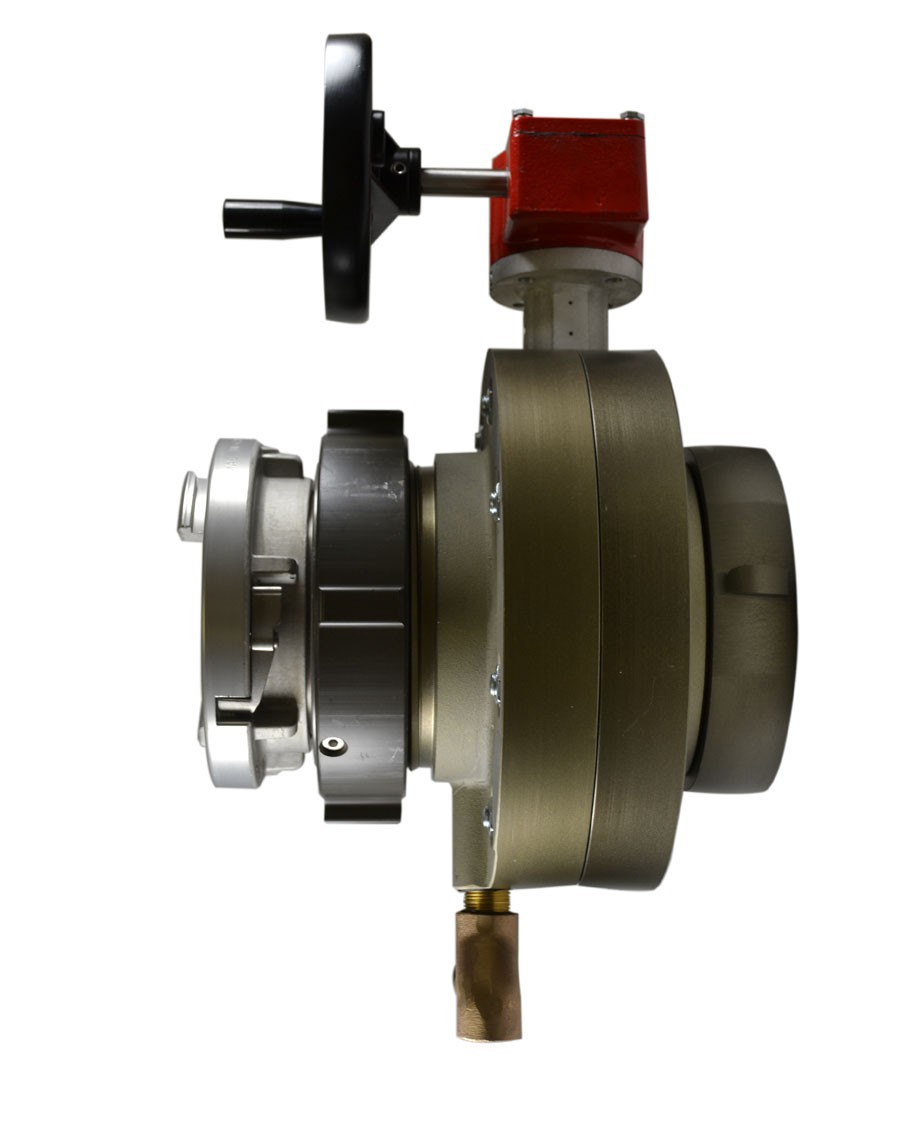 BV78H, 6 National Standard Thread (NST) Swivel X 5 Storz  Butterfly Valve,with Gear Operator, Speed Handwheel