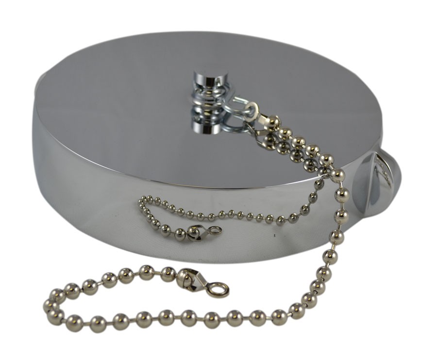 HCC28, 4.5 National Standard Thread ( NST) Female Cap Brass Chrome Plated with Chain, Rockerlug Tested to 500 psi