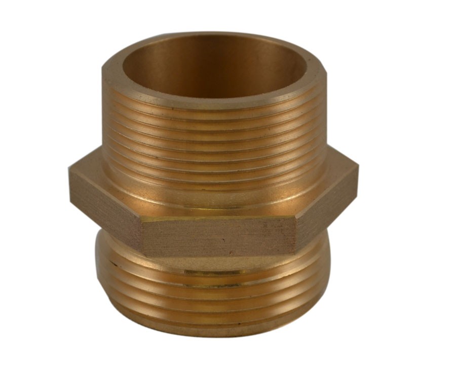 HDM32, 2 National Pipe Thread (NPT) Male X 2 National Standard Thread (NST) Male Nipple Brass, Hex Adapter