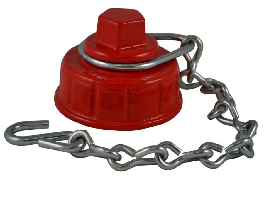 HCC73, 2.5 Customer Thread F Hydrant Cap with Chain Painted