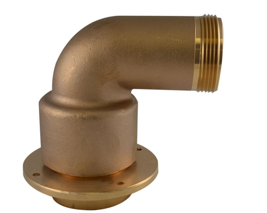 MDE77F, 2.5 National Pipe Thread (NPT) Female Free Swivel X 2.5 National Standard Thread (NST) Male with 4 Hole Flange, Brass