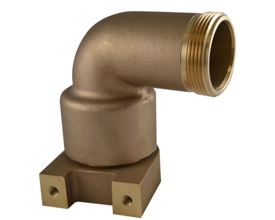 MDE77F, 2.5 National Pipe Thread (NPT) Female Free Swivel X 2.5 National Standard Thread (NST) Male with 2 Hole Mounting Leg, Brass