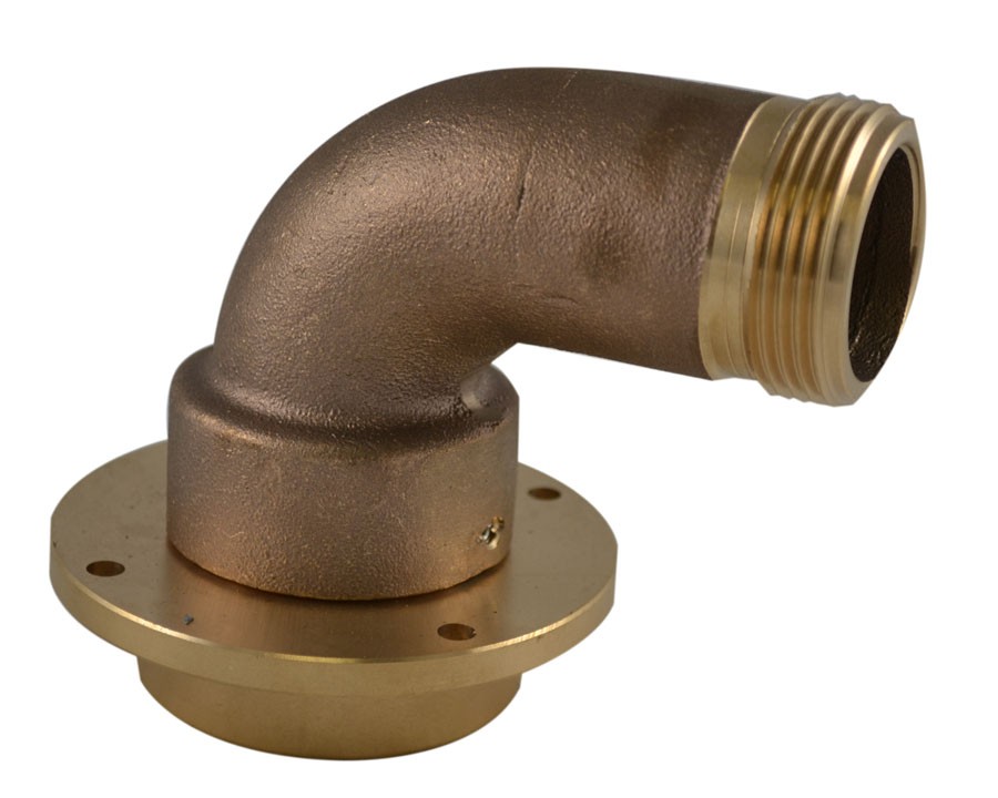 MDE77F, 2 National Pipe Thread (NPT) F Free Swivel X 1.5 National Standard Thread (NST) Male with 4 Hole Flange, Brass