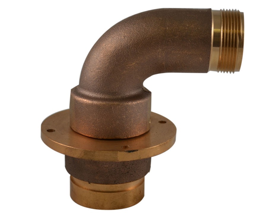 MDE77F, 2 Vitalic Elbow X 1.5 National Standard Thread (NST) Male with 4 Hole Flange, Brass