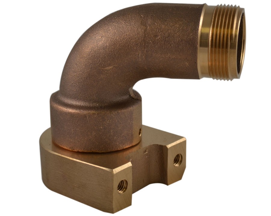 MDE77F, 2 National Pipe Thread (NPT) Swivel X 1.5 National Standard Thread (NST) Male with 2 Hole Mounting Leg, Brass