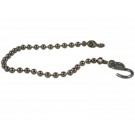 12 inch Long Ball Chain with hook and A coupling, Chrome Plated