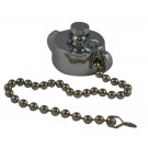 HCC28, 1 Customer Thread Female Cap Brass Chrome Plated with Chain, Rockerlug Tested to 500 psi