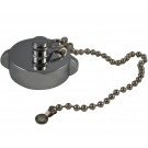 HCC28, 1.5 National Standard Thread ( NST) Female Cap Brass Chrome Plated with Chain, Rockerlug Tested to 500 psi