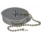 HCC28, 3 National Standard Thread ( NST) Female Cap Brass Chrome Plated with Chain, Rockerlug Tested to 500 psi